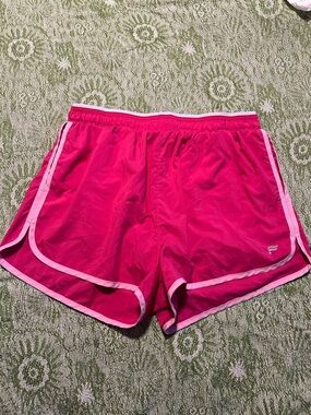 Fabletics Hot Pink Athletic Shorts with Light Pink Trim
